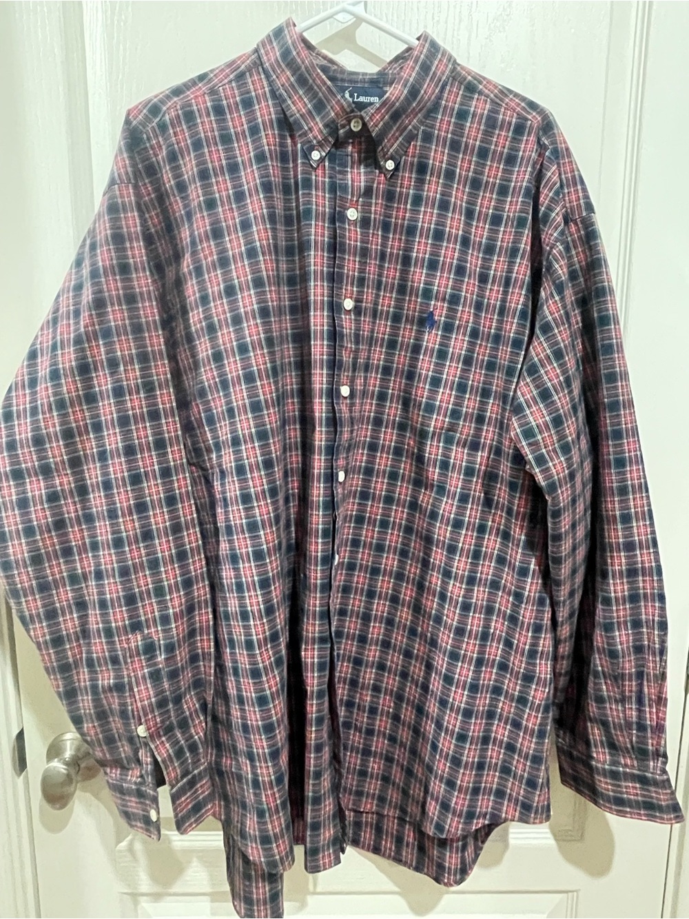 Ralph Lauren Red and Navy Plaid Button-Down Shirt